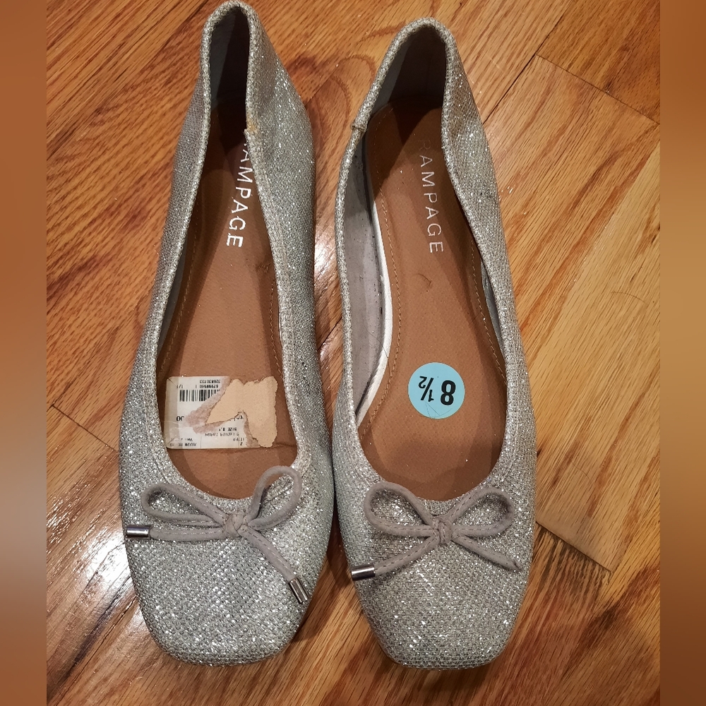 Rampage Silver Ballet Flats - Size 8.5 - Silver Glitter‎